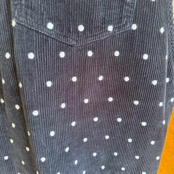 TopShop Navy Polka Dot Corduroy Overall Dress Jumper Size 6 - Picture 4 of 6
